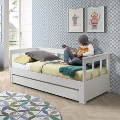 Lit Banquette Extensible Julie Avec Tiroir De Lit - Blanc