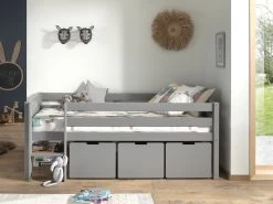 Lit Mi-hauteur Pip Avec 3 Tiroirs 90 X 200 Bois De Pin - Gris -Magasin De Meubles PICOMSLD7017 02 ae9e