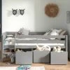 Lit Mi-hauteur Pip Avec 3 Tiroirs 90 X 200 Bois De Pin - Gris