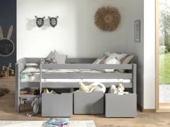 Lit Mi-hauteur Pip Avec 3 Tiroirs 90 X 200 Bois De Pin - Gris -Magasin De Meubles PICOMSLD7017 04 8dd2