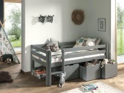 Lit Mi-hauteur Pip Avec 3 Tiroirs 90 X 200 Bois De Pin - Gris -Magasin De Meubles PICOMSLD7017 05 7ab7