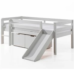Lit Mi-hauteur Avec Toboggan Pip Avec 2 Tiroirs 90 X 200 Bois De Pin - Blanc -Magasin De Meubles PICOMSLD9014 02 c12b