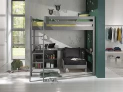 Lit Mezzanine Claire 140x200cm Avec Bibliothèque Et Canapé-lit - Gris -Magasin De Meubles PICOMZ141732 03 68ec