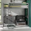 Lit Mezzanine Claire 140x200 Avec Canapé-lit Et Chiffonnier - Gris