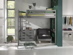 Lit Mezzanine Claire 140x200 Avec Canapé-lit Et Chiffonnier - Gris -Magasin De Meubles PICOMZ141734 02 aac4