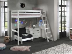 Lit Mezzanine Claire 90x200 Avec Canapé-lit Et Chiffonnier - Blanc -Magasin De Meubles PICOMZ901434 01 af8f