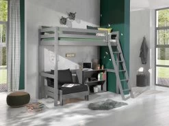 Lit Mezzanine Claire 90x200cm Avec Bibliothèque Et Canapé-lit - Gris -Magasin De Meubles PICOMZ901732 01 139a