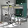 Lit Mezzanine Claire 140 X 200cm Avec Lit Anne 90 X 200cm Et Chiffonnier- Grijs