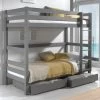 Lit Superposé Claire Haut Avec 2 Tiroirs - Gris