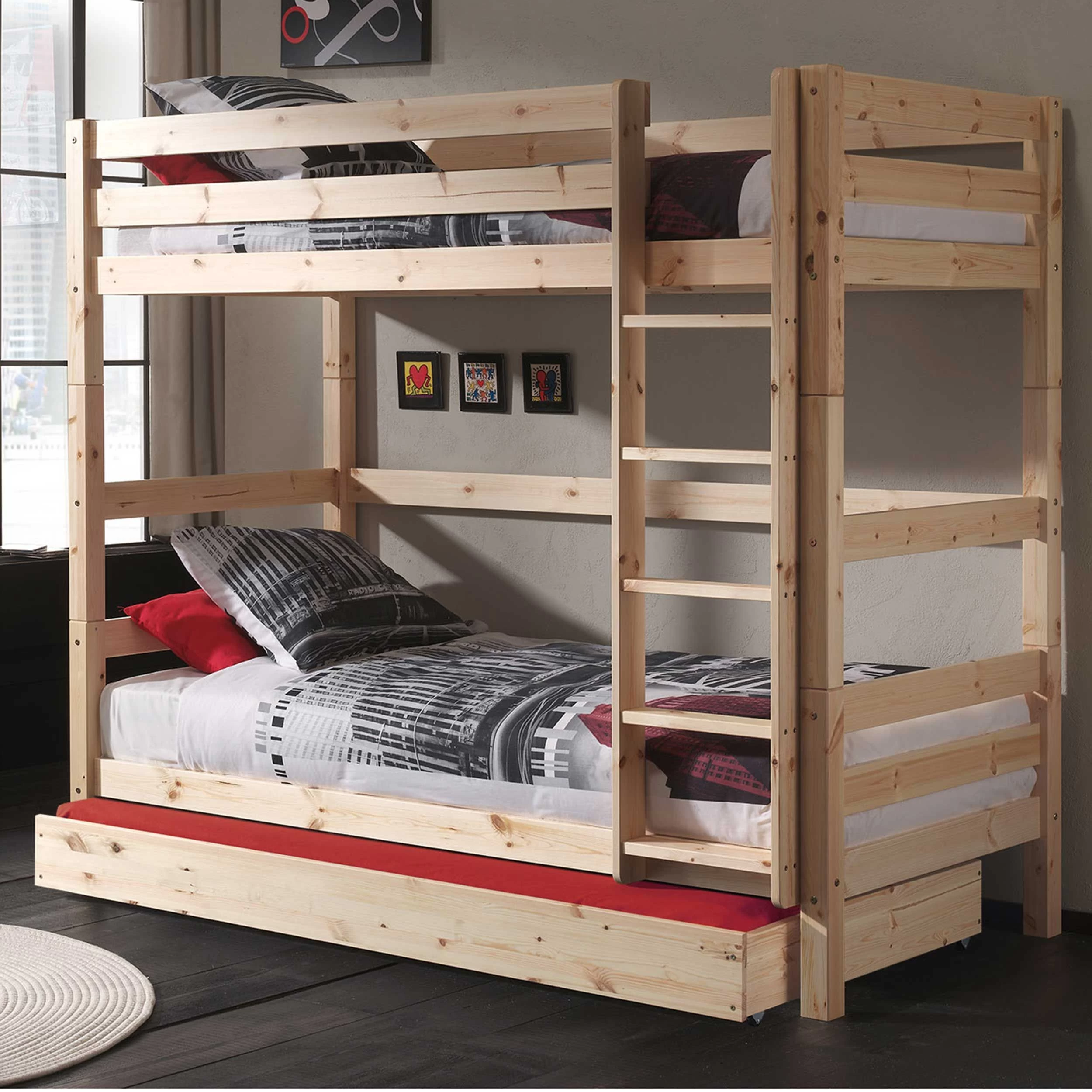 Lit Superposé Claire Haut Avec Tiroir De Lit - Naturel 1 Lit Superposé Claire Haut Avec Tiroir De Lit - Naturel