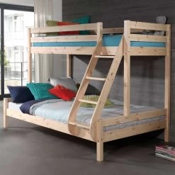 Lit Superposé Triple Pour 3 Personnes Bois - Naturel -Magasin De Meubles PISBMA10 cd7f 1