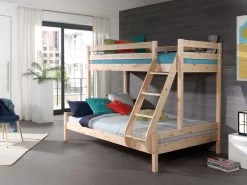 Lit Superposé Triple Pour 3 Personnes Bois - Naturel -Magasin De Meubles PISBMA10a 2458