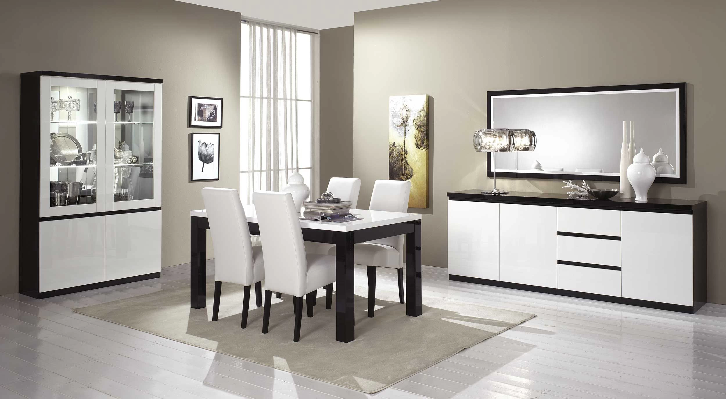 Vitrine Romina 4 Portes-noir/blanc Brillant 2 Vitrine Romina 4 Portes-noir/blanc Brillant – Image 2