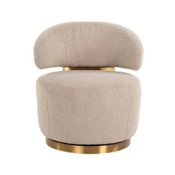 RICHMOND Fauteuil Pivotant Maxime En Tissu Teddy - Sable/or -Magasin De Meubles S4546 SAND FURRY 5 8323