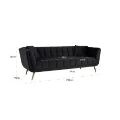 RICHMOND Canapé Huxley 230cm En Velours - Anthracite/or 19 RICHMOND Canapé Huxley 230cm En Velours - Anthracite/or -Magasin De Meubles S5126 ANTRACIET VELVET 6 c164