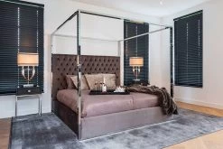 RICHMOND Table De Chevet Bony 50cm 1 Tiroir Motif à Chevrons - Noir/argent -Magasin De Meubles S6000 7413 LB 0045 6c39