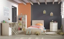 Lit Extensible Binno Avec Armoires - Pin Blanchi/blanc -Magasin De Meubles SACHA 16 03 916b