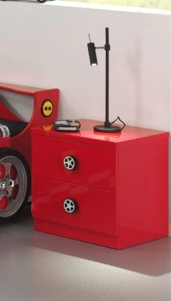 Table De Chevet Monza Avec Deux Tiroirs - Rouge