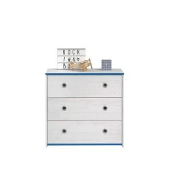 Commode Smiley 79cm à 3 Tiroirs - Blanc/rose Ou Blanc/bleu -Magasin De Meubles SMOOZY 2223 CO3T G F 20191119000259 0964