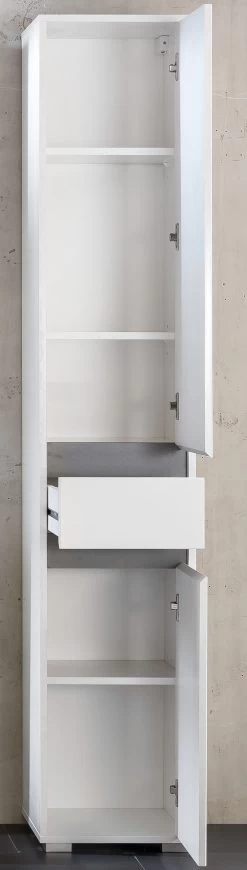 Meuble Haut Blanc Moderne Et Facile D'entretien - Beaucoup De Rangement -Magasin De Meubles Sol BD 1635 101 03 frontal geoeffnet 5711