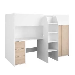 Lit Mi-hauteur Neda 90x200cm - Blanc/décor De Chêne -Magasin De Meubles TOM 2360 COMB C b3e8