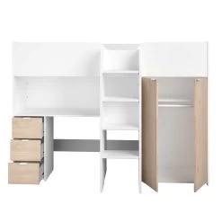 Lit Mi-hauteur Neda 90x200cm - Blanc/décor De Chêne -Magasin De Meubles TOM 2360 COMB OUV F b301
