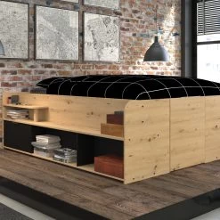 Lit Avec Espace De Rangement Taravel 140x200 - Nature