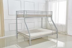 Lit Superposé Pour 3 Personnes En Métal Trio 90/140 -Magasin De Meubles TRIO BUNK BED 2 HR 039a