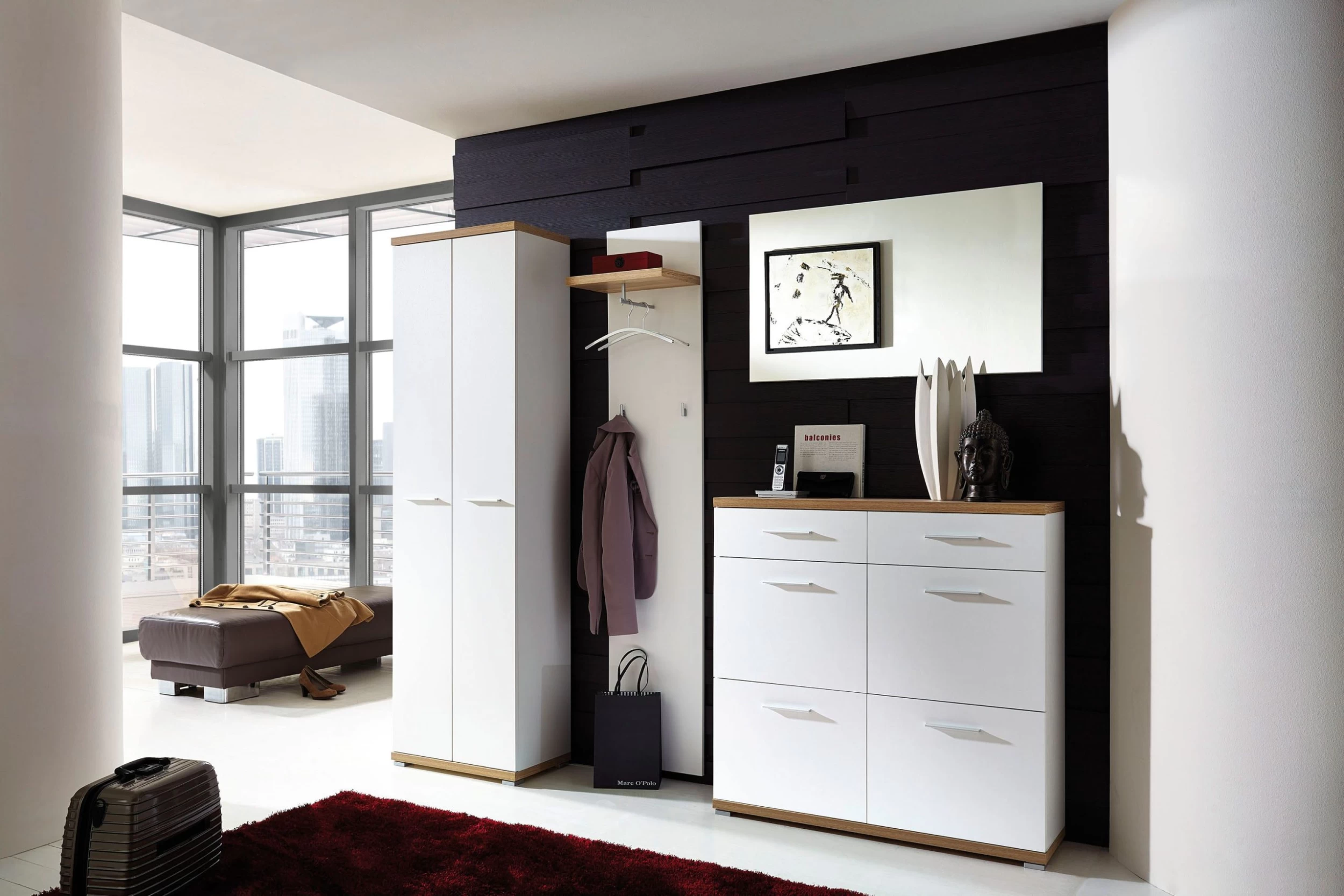 Armoire Vestiaire Tosun 59cm Avec 2 Portes - Blanc/chêne 4 Armoire Vestiaire Tosun 59cm Avec 2 Portes - Blanc/chêne – Image 4
