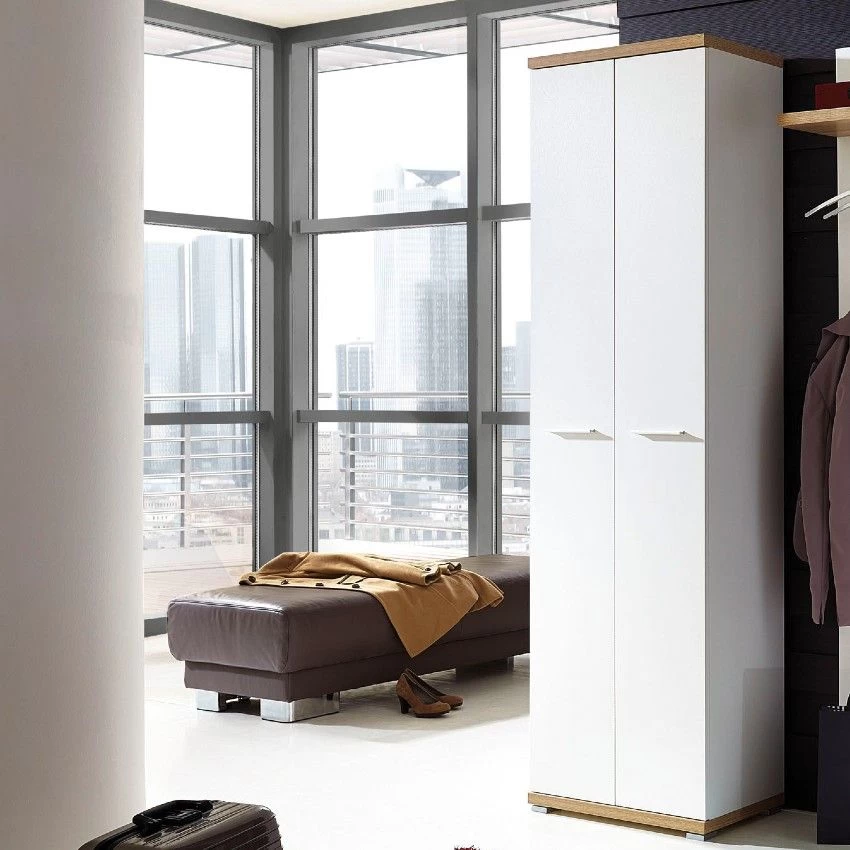 Armoire Vestiaire Tosun 59cm Avec 2 Portes - Blanc/chêne 1 Armoire Vestiaire Tosun 59cm Avec 2 Portes - Blanc/chêne
