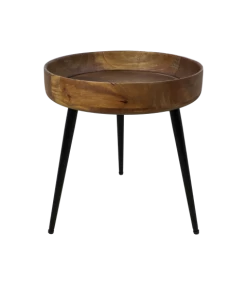 Table D'appoint Ventura ø40cm Bois De Manguier/fer - Naturel