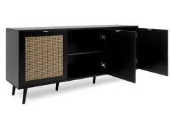 Bahut Daka 150cm 3 Portes - Noir/nature -Magasin De Meubles Vienna 51A Sideboard perspektive offen a4ee