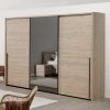 Armoire Lavio 253cm Avec Miroir - Décor Chêne/noir