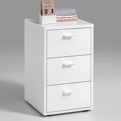 FMD Table De Chevet Valerie 3 Tiroirs - Blanc