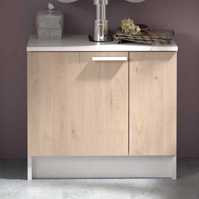 Meuble Sous Lavabo Wessel à 2 Portes - Chêne/blanc 1 Meuble Sous Lavabo Wessel à 2 Portes - Chêne/blanc