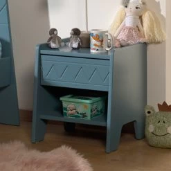 Table De Chevet Willemina 40x40x45cm Avec Tiroir - Bleu