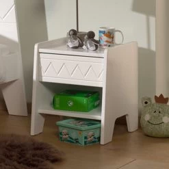 Table De Chevet Willemina 40x40x45cm Avec Tiroir - Blanc