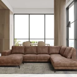 Canapé D'angle Wout Droit Similicuir - Brun