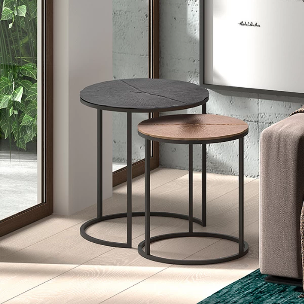 Lot De 2 Tables D'appoint Margriet - Noir/bronze 1 Lot De 2 Tables D'appoint Margriet - Noir/bronze