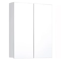 Armoire De Toilette Line : Blanc, Adapté Aux Pièces Humides, 2 Portes, 2 étagères