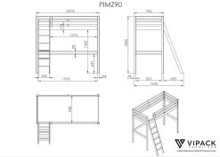 Lit Mezzanine Claire 90x200 Avec Canapé-lit Et Commode - Gris -Magasin De Meubles f4b536c5c8f5979582ecefc60d63346e692db053 PIMZ90 bd48
