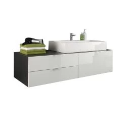Meuble Lavabo Mural En Gris Et Blanc : Plage