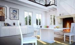 Table à Manger Extensible Kaia 180/225x100 - Blanc Brillant -Magasin De Meubles karma vue1 bahut4p table chaise floyd 2 image tablette 71de