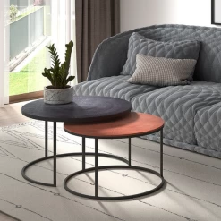 Table Basse Livv En Métal, Ensemble De 2 - Noir/bronze