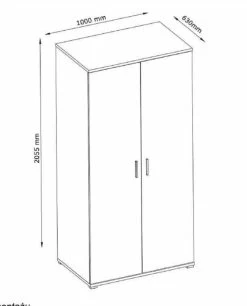 Armoire Soma 2 Portes -Magasin De Meubles soma kk100cm lijntekening 2c1c